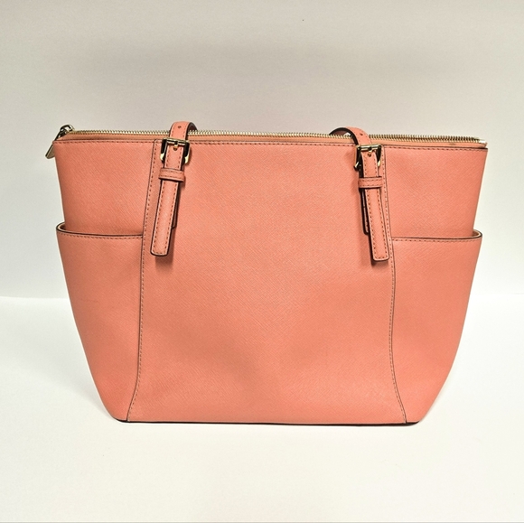 Michael Kors Charlotte Large Tote Handbag Coral Salmon - Picture 4 of 9